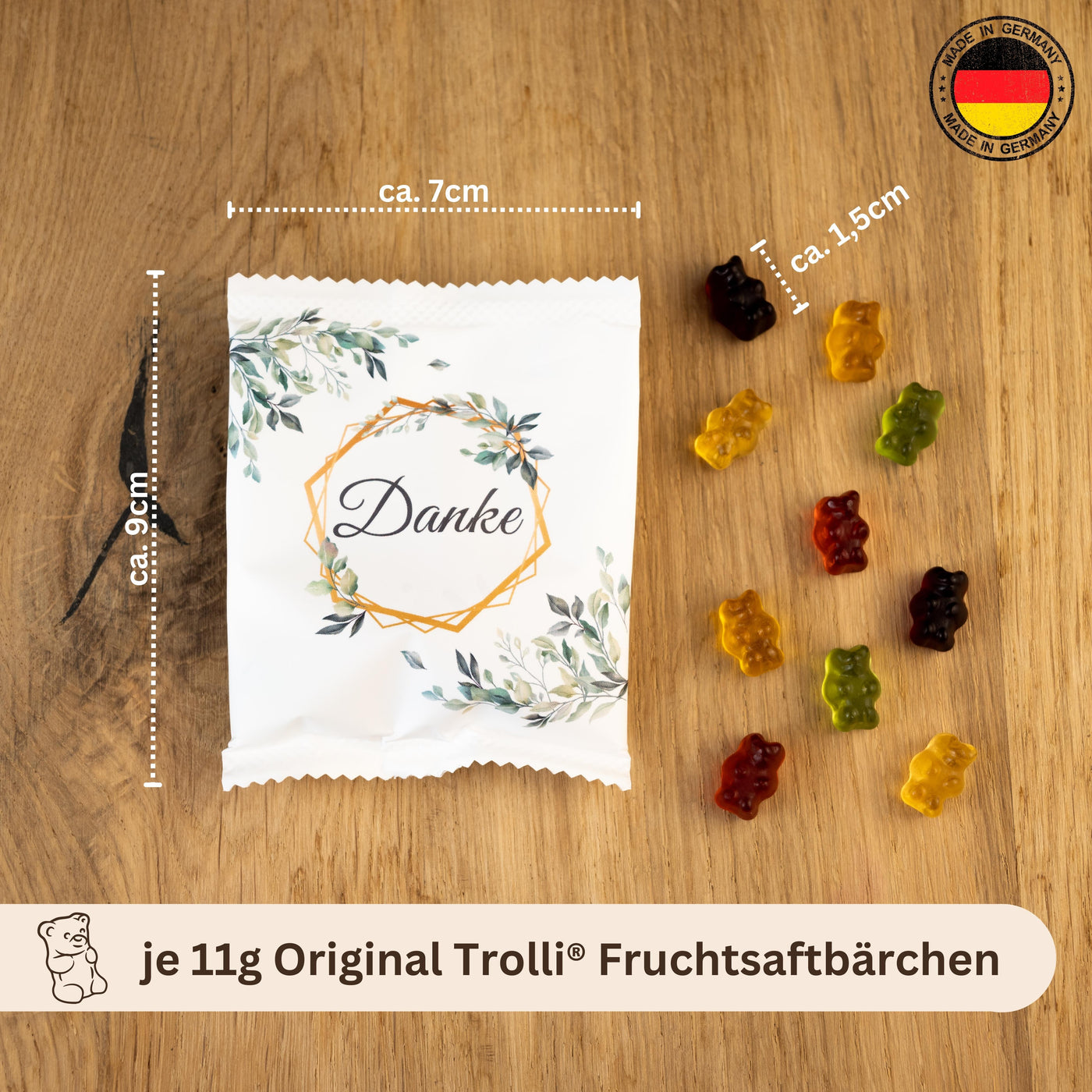 Fruchtgummi Päckchen - Danke - Weiß