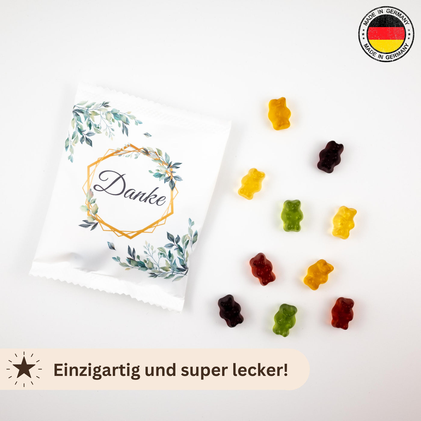 Fruchtgummi Päckchen - Danke - Weiß