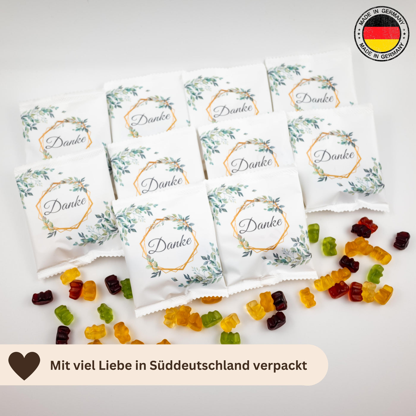 Fruchtgummi Päckchen - Danke - Weiß